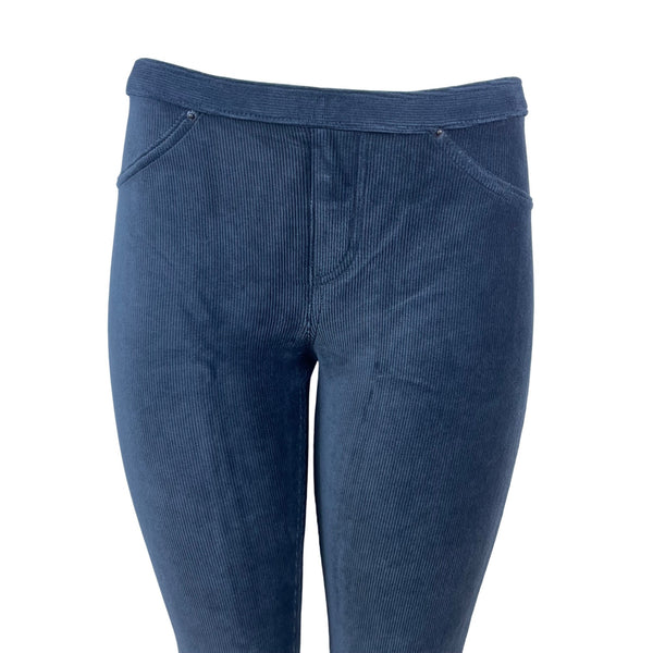 Hue Women's Grey Blue Corduroy Slim Fit Pants Size M Stretchy - New