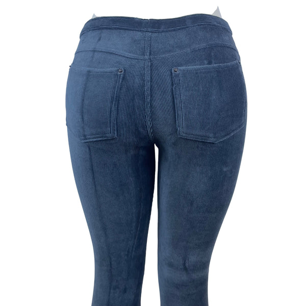 Hue Women's Grey Blue Corduroy Slim Fit Pants Size M Stretchy - New