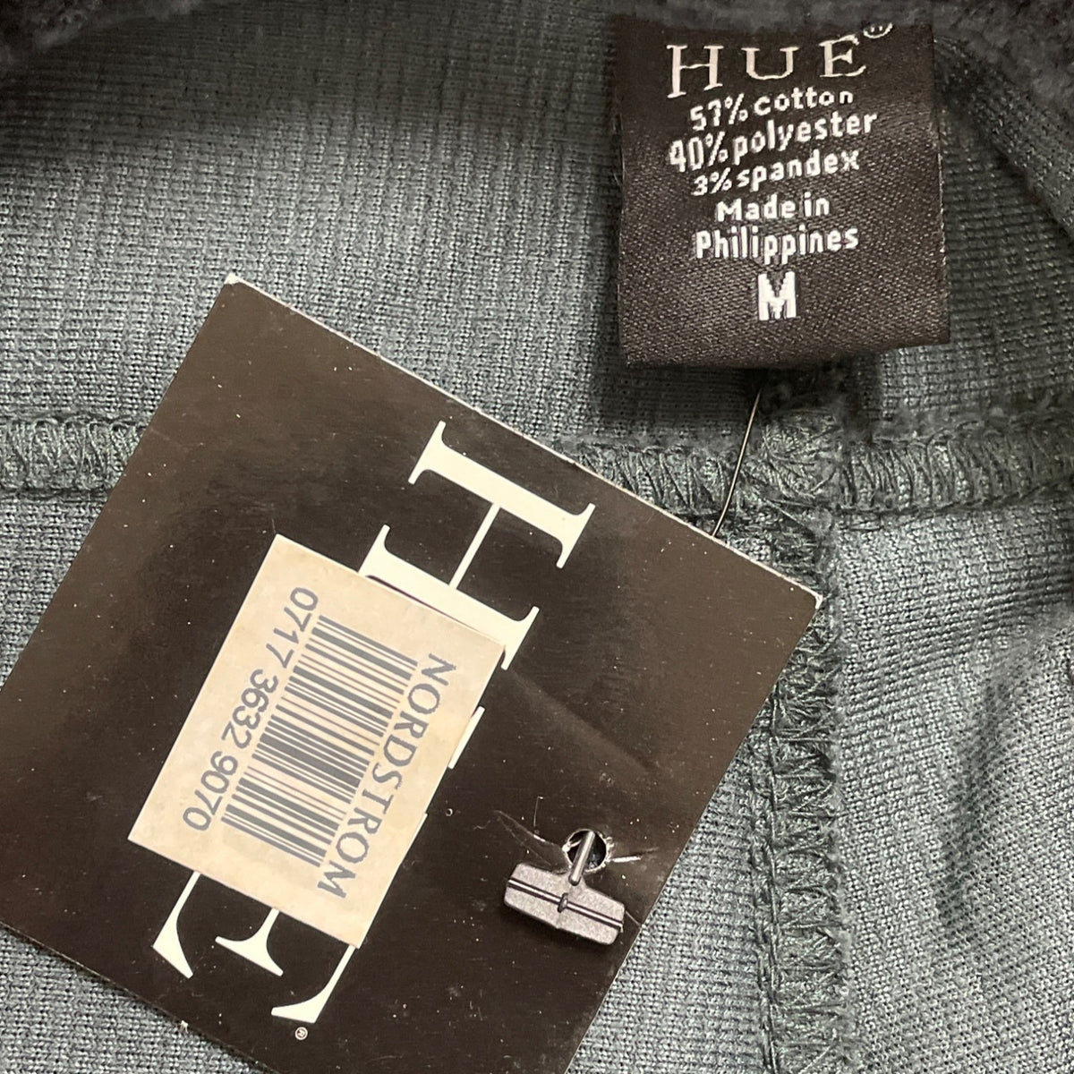 Hue Women's Grey Blue Corduroy Slim Fit Pants Size M Stretchy - New