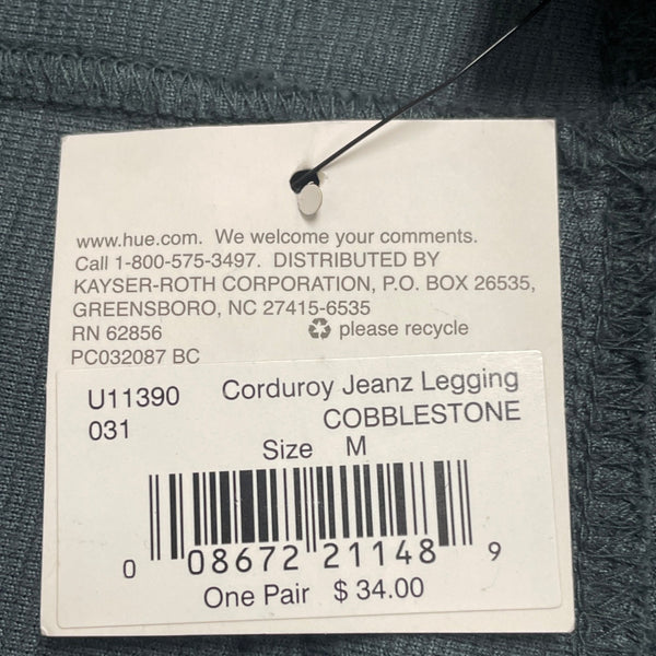 Hue Women's Grey Blue Corduroy Slim Fit Pants Size M Stretchy - New
