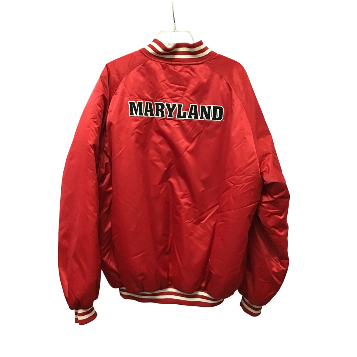 Nike Mens Red Polyester Maryland Letterman Jacket XL Embroidered Logo Rare Find