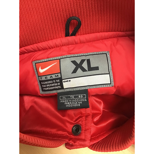 Nike Mens Red Polyester Maryland Letterman Jacket XL Embroidered Logo Rare Find