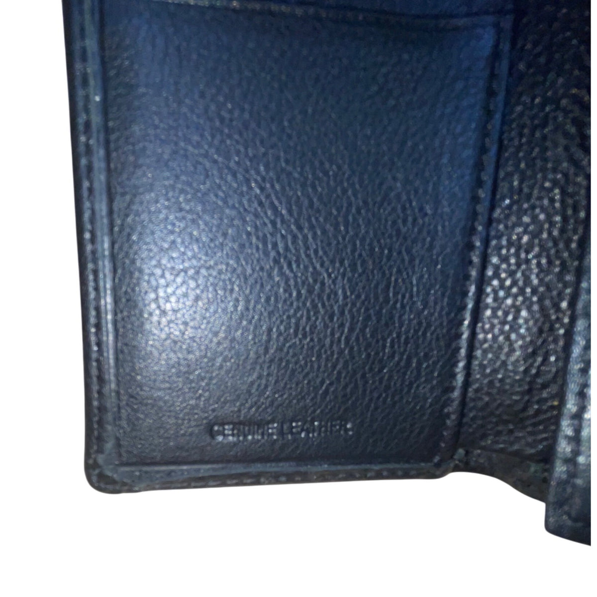 Perry Ellis Men Black Genuine Leather With ID Window & Card Slots Trifold Wallet