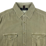 Alandales Men's Green Long Sleeve Button Up Silk - Cotton Pocket Shirt Sz M