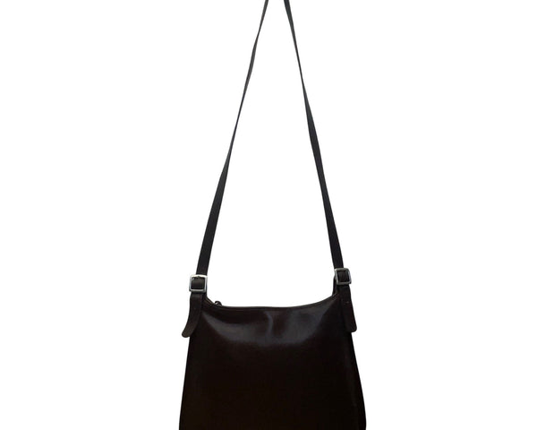 Coach Women’s Brown Leather Adjustable Strap With Silver Buckles Crossbody Bag