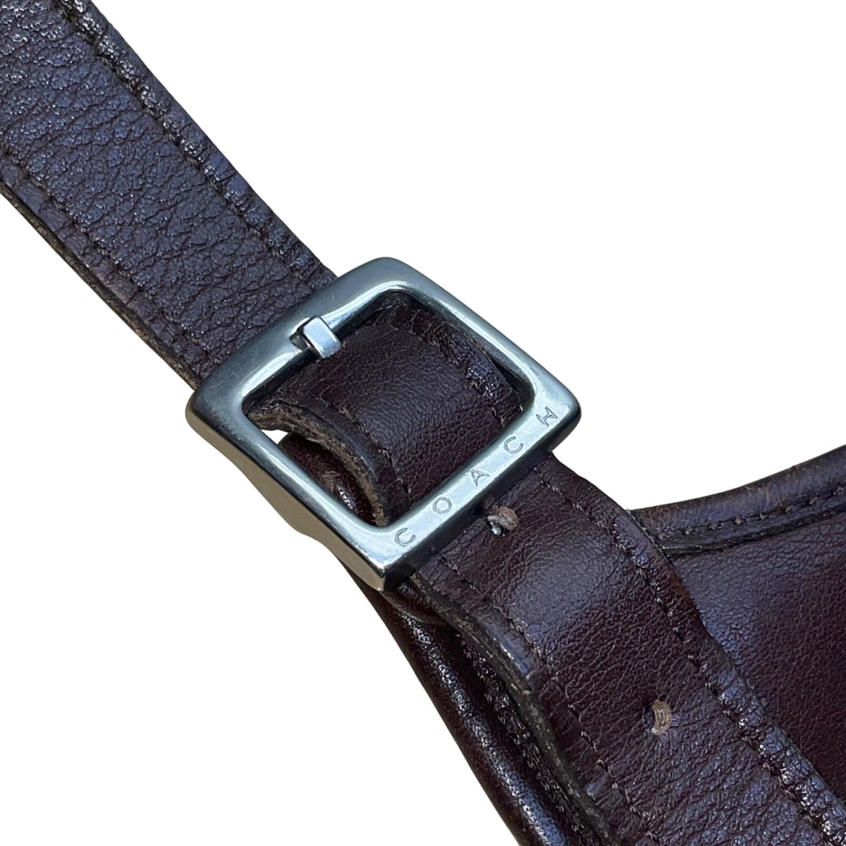 Coach Women’s Brown Leather Adjustable Strap With Silver Buckles Crossbody Bag