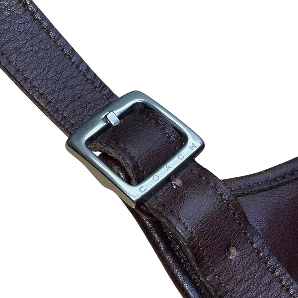 Coach Women’s Brown Leather Adjustable Strap With Silver Buckles Crossbody Bag