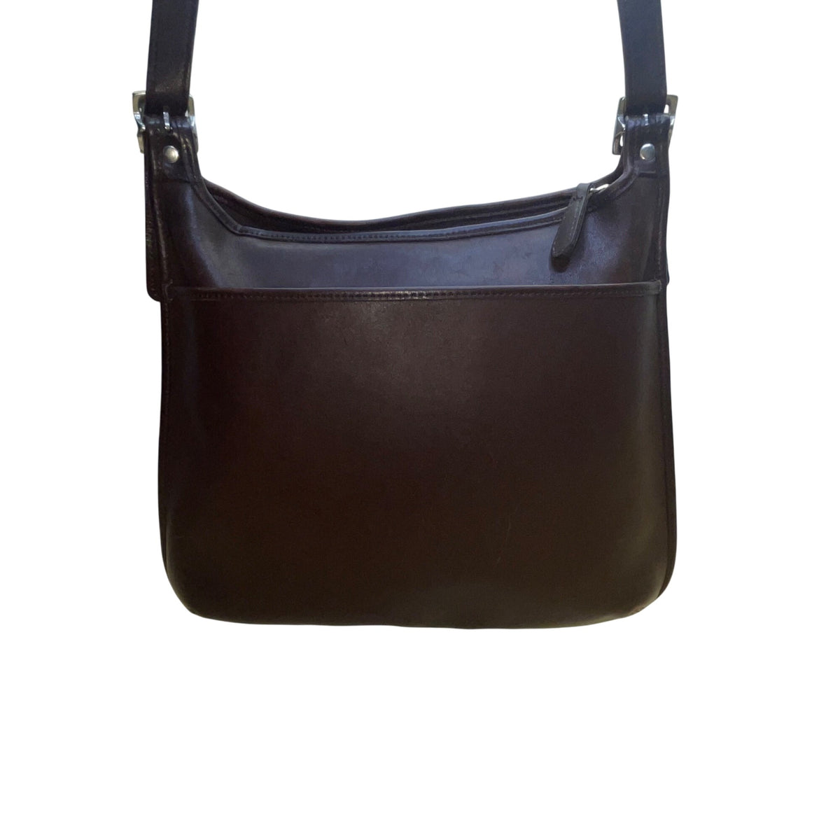Coach Women’s Brown Leather Adjustable Strap With Silver Buckles Crossbody Bag