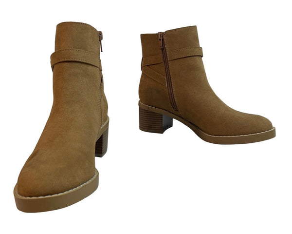 Loft Women's Brown Side Zippper Wedge Ankle Booties Sz 6.5M - NWOB