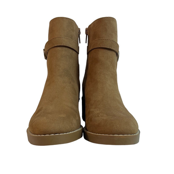 Loft Women's Brown Side Zippper Wedge Ankle Booties Sz 6.5M - NWOB