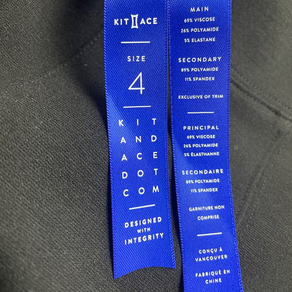 Kit Ace Women's Black High-Waisted Pants Size 4 Stretch Fabric - New