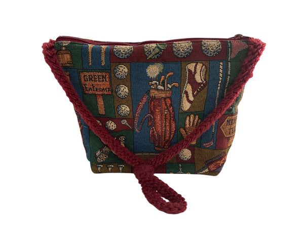 Miss Bonnie California Golf Themed Tapestry Handbag With Tassel Accents