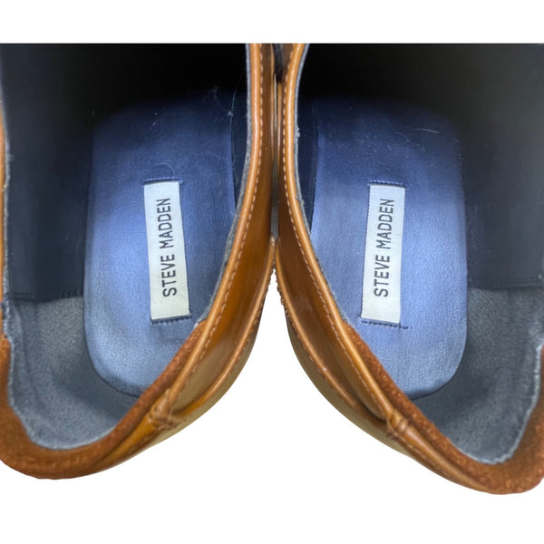 Steve Madden Men’s Brown Leather Lace Up P-Neptun Oxford Dress Shoes Size 10