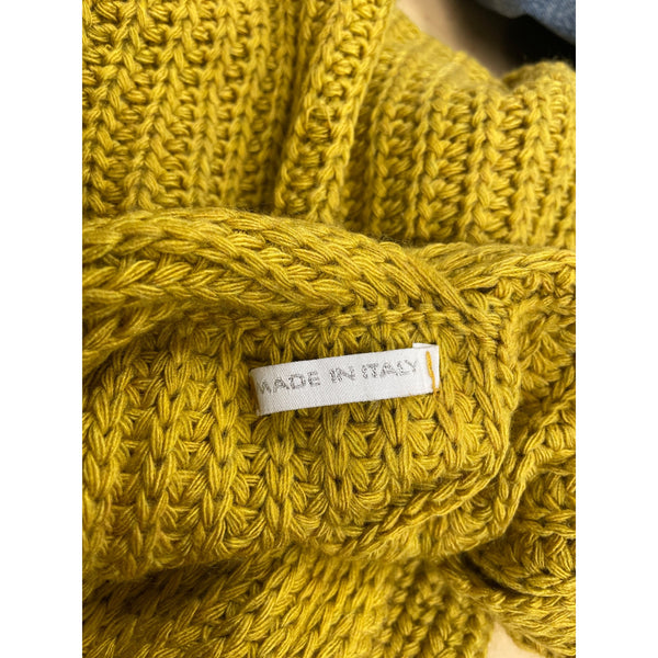 Knit Womens Yellow Acrylic Blend Sweater Made In Italy Long Sleeve Ribbed Style OS