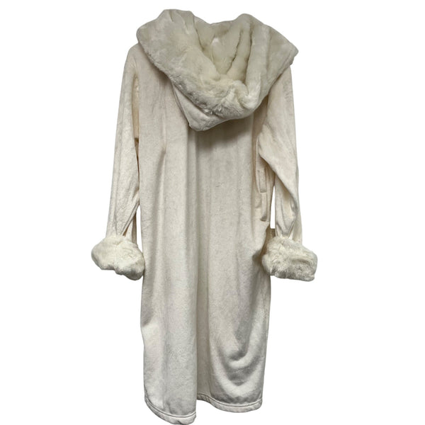 Pottery Barn Womens Ivory Faux Fur Cozy Hooded Robe Alpaca Blend Plush With Pockets Size S Pottery Barn Womens Ivory Faux Fur Cozy Hooded Robe Alpaca Blend Plush With Pockets Size S