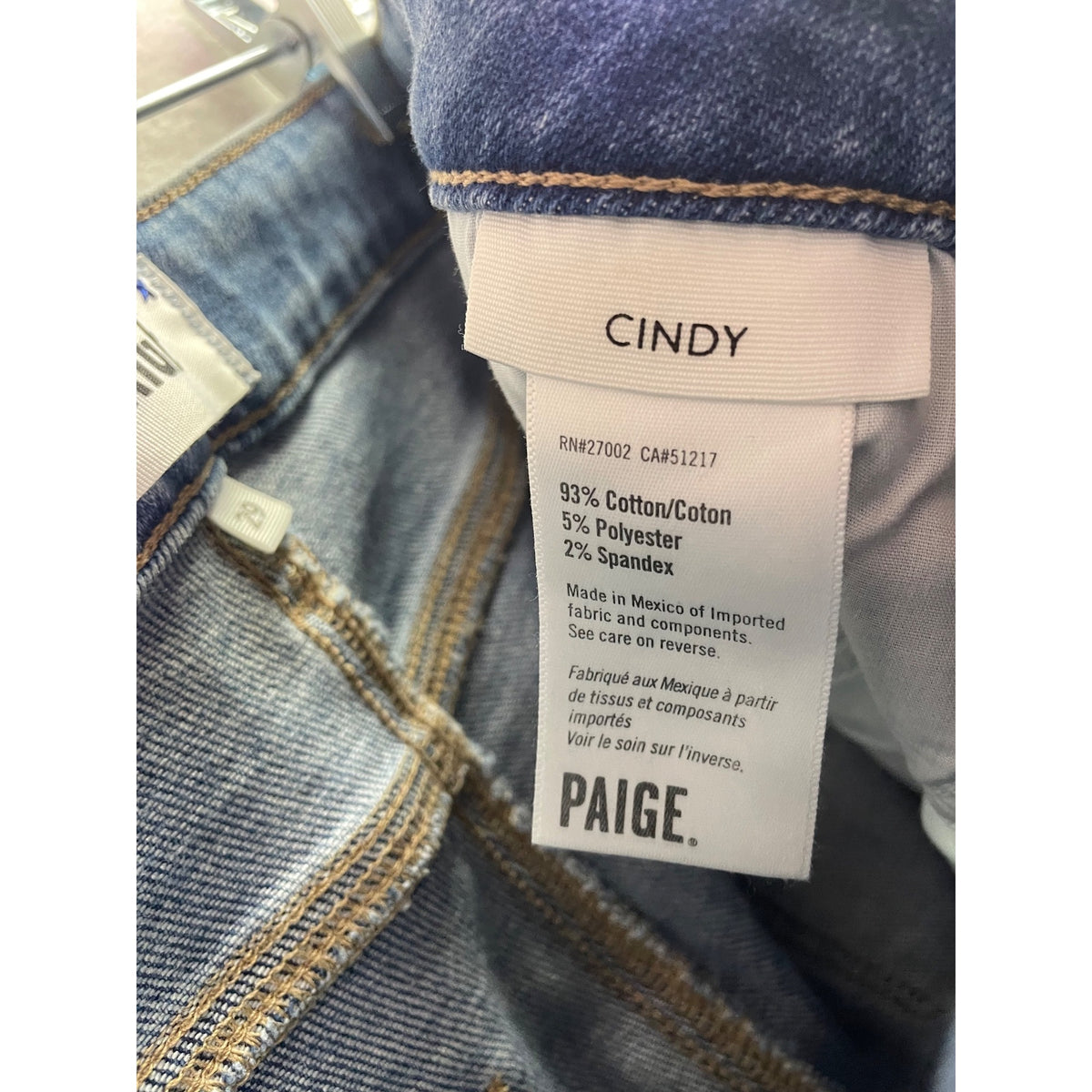 Paige Womens Blue Denim Cindy High-Rise Straight Jeans Raw Hem Size 29