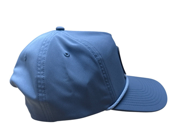 Mugsy Mens Adjustable Blue Baseball Cap With Embroidered Patch & Rope Detail