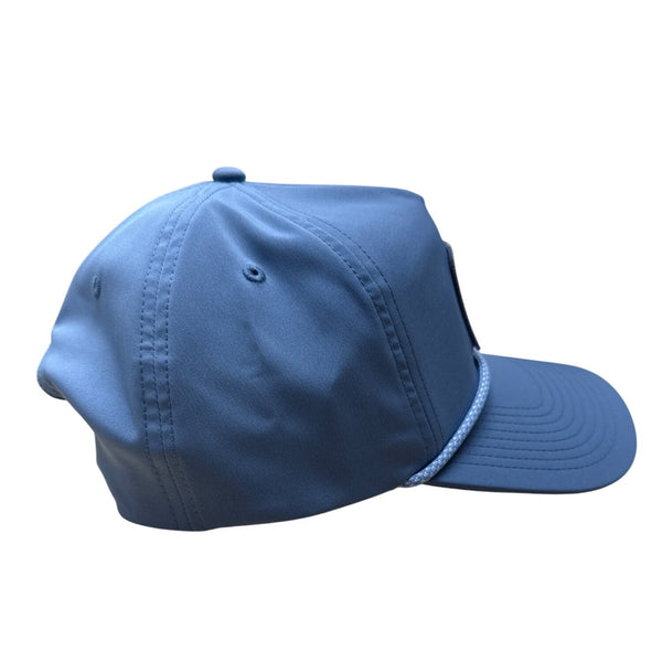 Mugsy Mens Adjustable Blue Baseball Cap With Embroidered Patch & Rope Detail