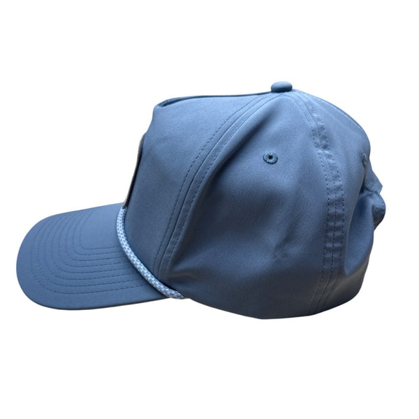 Mugsy Mens Adjustable Blue Baseball Cap With Embroidered Patch & Rope Detail