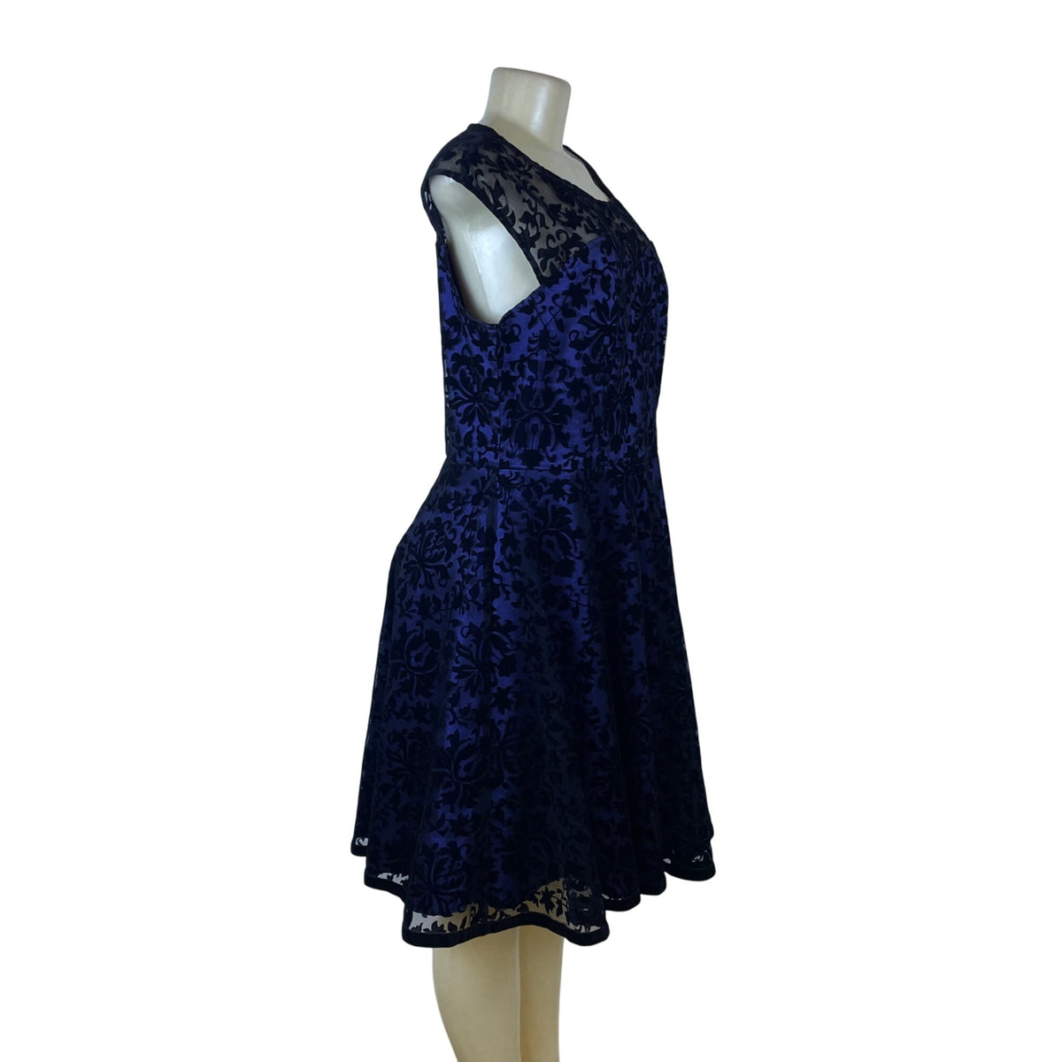 Belle Poque Womens Blue & Black Spandex Polyamide Lace Cocktail Dress Size XL