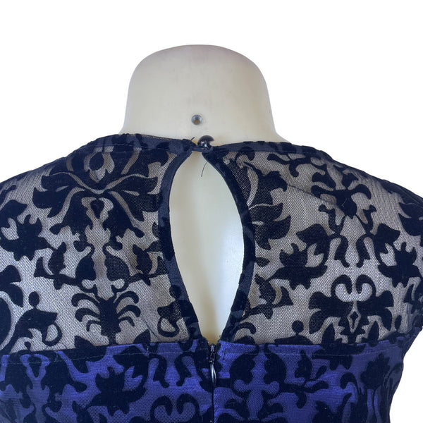 Belle Poque Womens Blue & Black Spandex Polyamide Lace Cocktail Dress Size XL