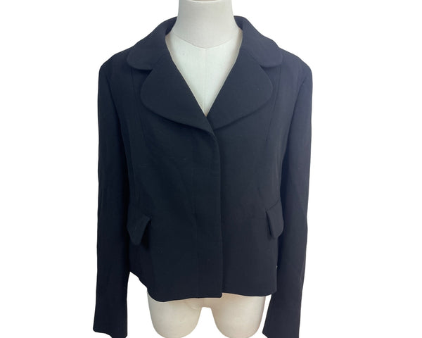 Emilio Pucci Women's Black Cropped Blazer Jacket With Long Sleeves Sz 12
