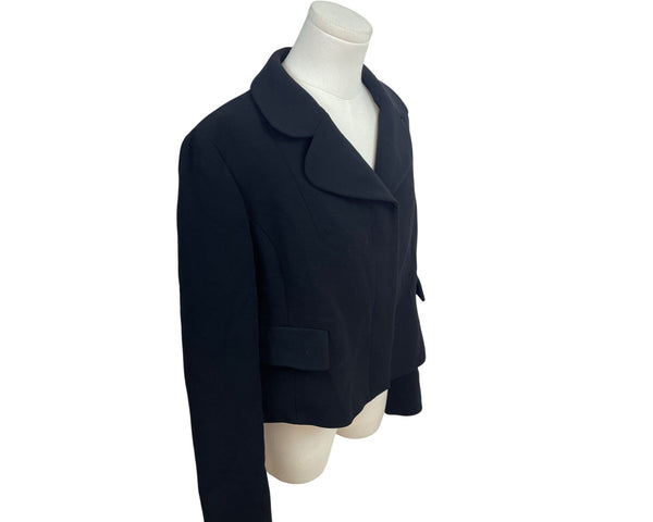 Emilio Pucci Women's Black Cropped Blazer Jacket With Long Sleeves Sz 12