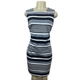 Calvin Klein Women’s Grey Black & White Stretchable A-Line Sleeveless Dress Sz 12