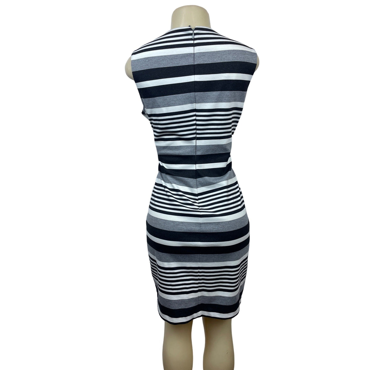 Calvin Klein Women’s Grey Black & White Stretchable A-Line Sleeveless Dress Sz 12