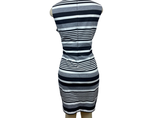Calvin Klein Women’s Grey Black & White Stretchable A-Line Sleeveless Dress Sz 12