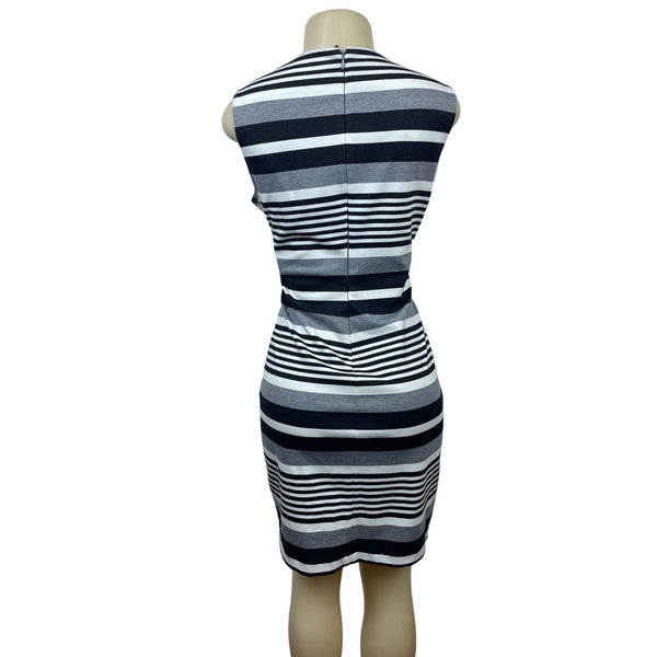 Calvin Klein Women’s Grey Black & White Stretchable A-Line Sleeveless Dress Sz 12