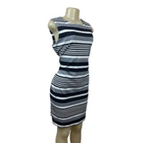 Calvin Klein Women’s Grey Black & White Stretchable A-Line Sleeveless Dress Sz 12