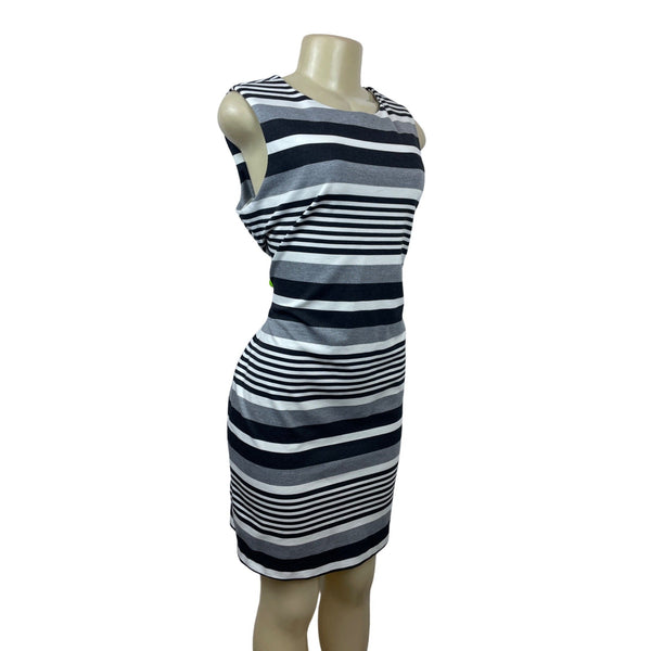 Calvin Klein Women’s Grey Black & White Stretchable A-Line Sleeveless Dress Sz 12