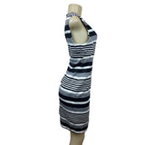 Calvin Klein Women’s Grey Black & White Stretchable A-Line Sleeveless Dress Sz 12