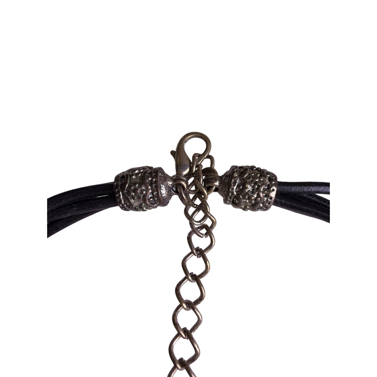 Multistrand Black & Silver-Tone Metal Layered Necklace With Adjustable Lobster Clasp