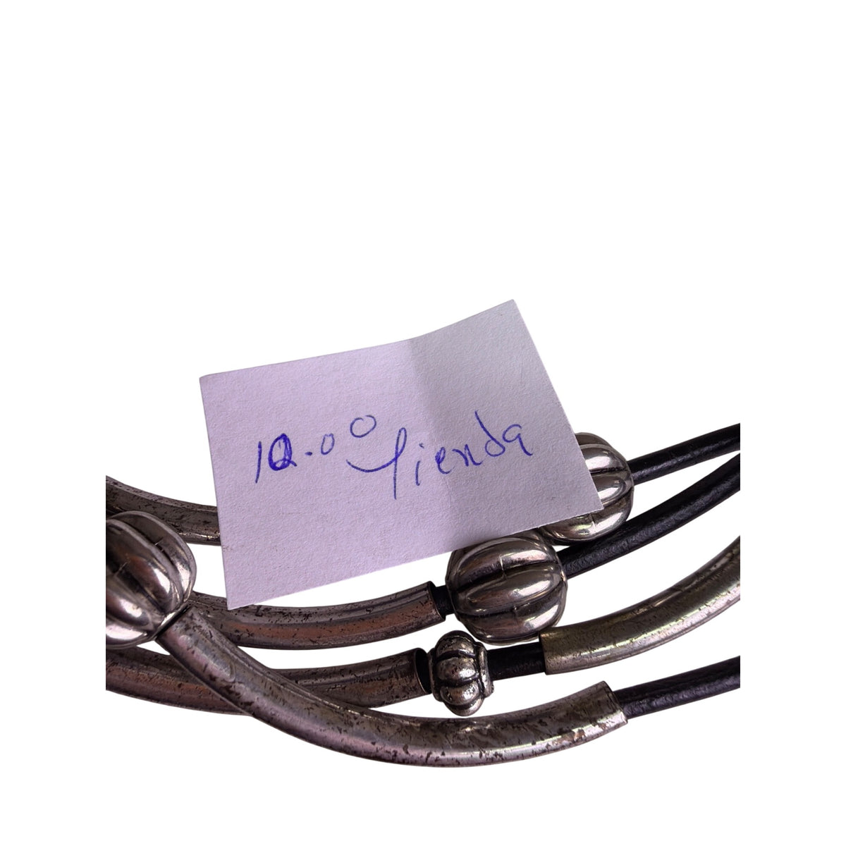 Multistrand Black & Silver-Tone Metal Layered Necklace With Adjustable Lobster Clasp