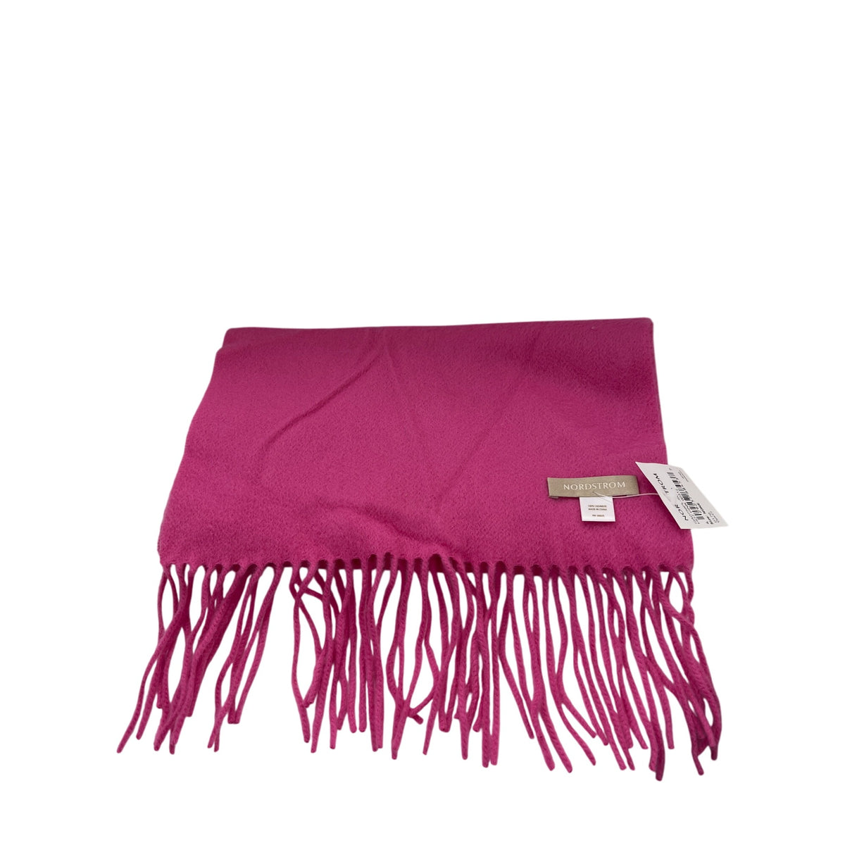 Nordstrom Womens Hot Pink 100% Cashmere Fringed Scarf Approx. One Size NWT