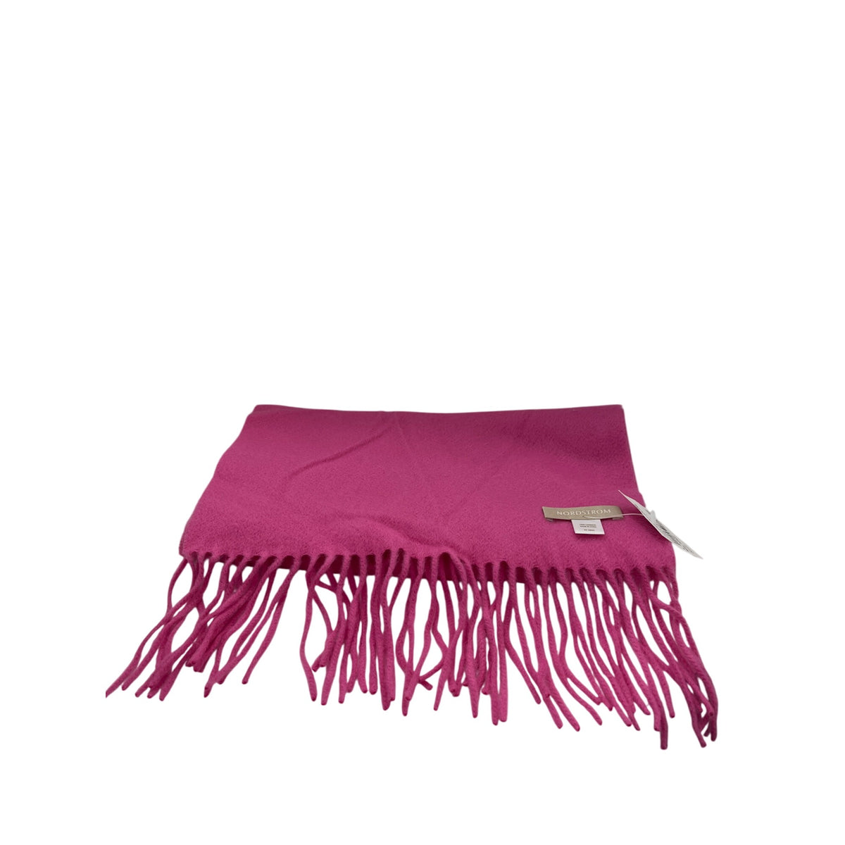 Nordstrom Womens Hot Pink 100% Cashmere Fringed Scarf Approx. One Size NWT