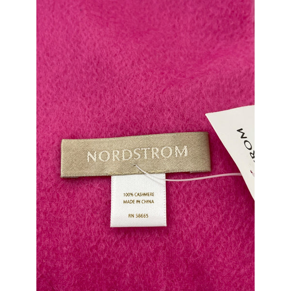 Nordstrom Womens Hot Pink 100% Cashmere Fringed Scarf Approx. One Size NWT