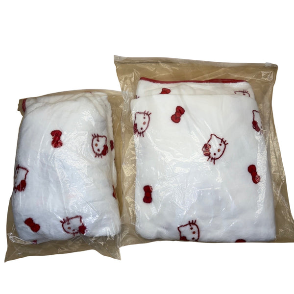 Hello Kitty Plush Throw Blanket White & Red Polyester Pack Of Two New In Packaging