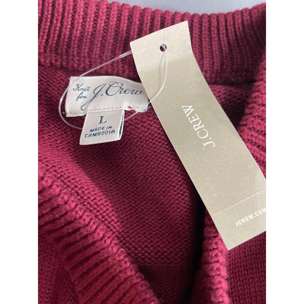 J.Crew Men's Wine Red Crewneck Plush Knit Fabric Sweater Sz L- NWT