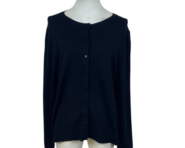 Charter Club Women's Black Cardigan Lightweight Button Down Long Sleeve XL - New