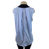 Striped Back Button Sleeveless Blouse With Ribbed Knit Vest Combo Size M