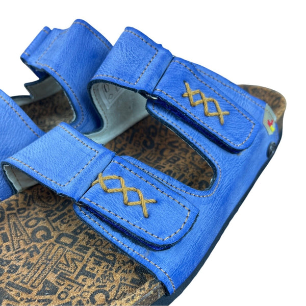 Tma Eyes Blue Leather Cork Footbed Adjustable Strap Sandals Size 10 - NEW