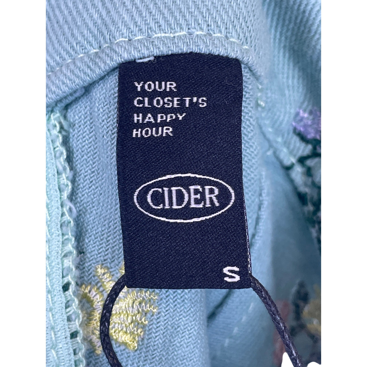 Cider Womens Teal Cotton Embroidered Floral Shortall Overalls Size S
