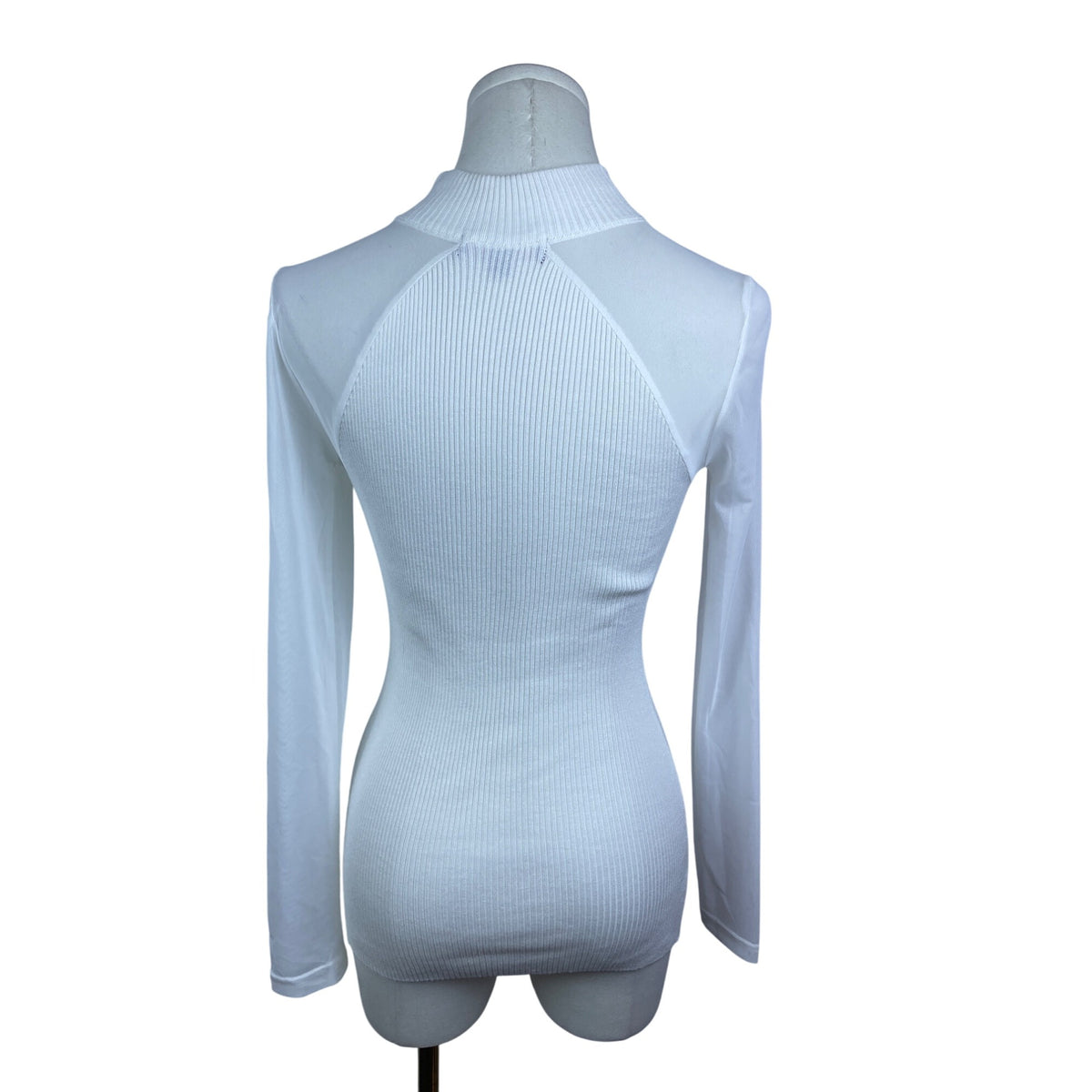 Almost Famous Womens White Ribbed Long Sleeve Mock Neck Top Size M