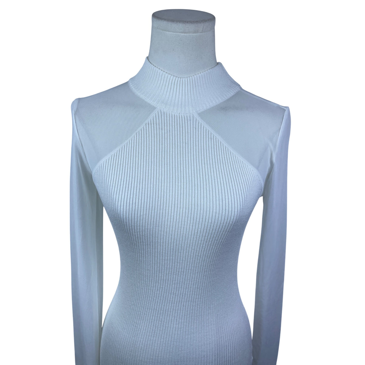 Almost Famous Womens White Ribbed Long Sleeve Mock Neck Top Size M