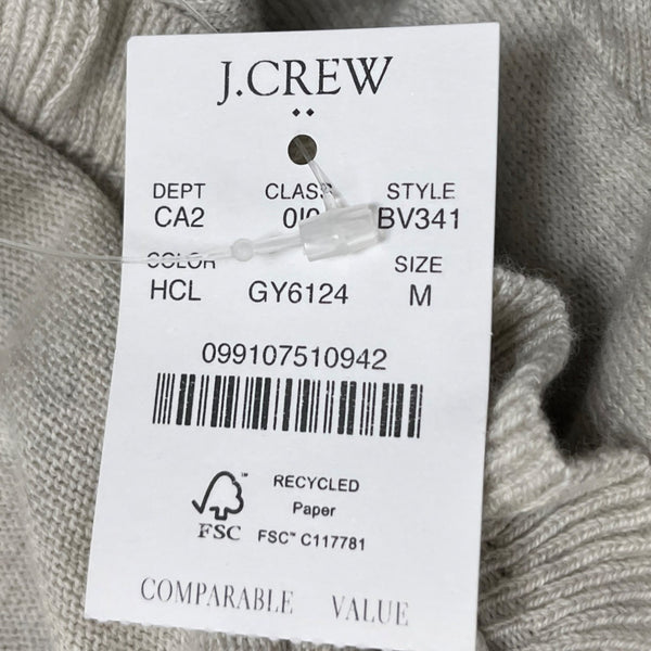 J.Crew Womens Ruffle-Neck Long Sleeve Sweater Light Gray Medium - New