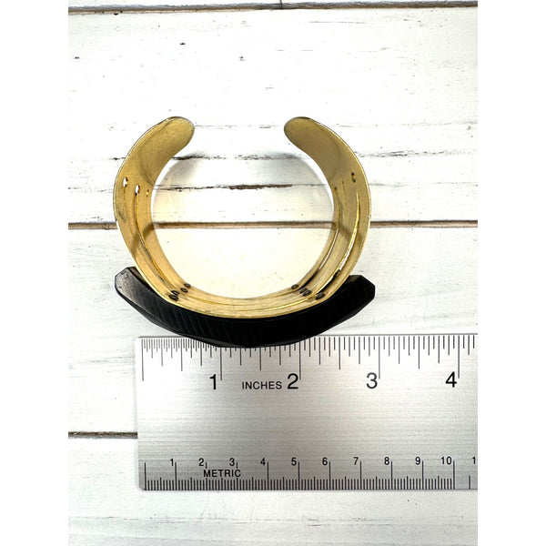 Art Deco Black Bakelite & Brass Cuff Bracelet