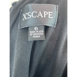 Xscape Black Lace Sleeveless Floral Cocktail Dress With Deep V-Neck Size 6